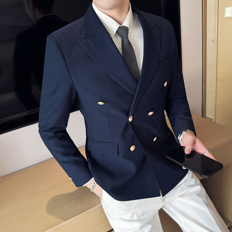 Men'S Grooming Club - Blazer Masculino Clássico de Abotoamento Duplo