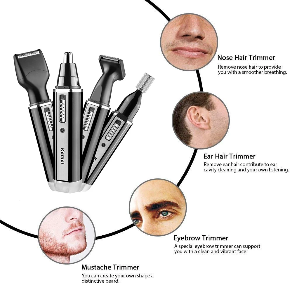 Kemei recarregável elétrico tu - Men'S Grooming Nose And Ear avaliação e preço